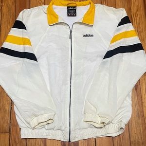 Vintage Adidas Windbreaker Jacket Large; 90s Colorblock White Black Yellow🔥🔥